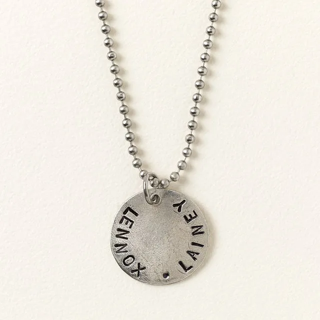 Hand-stamped disc necklace