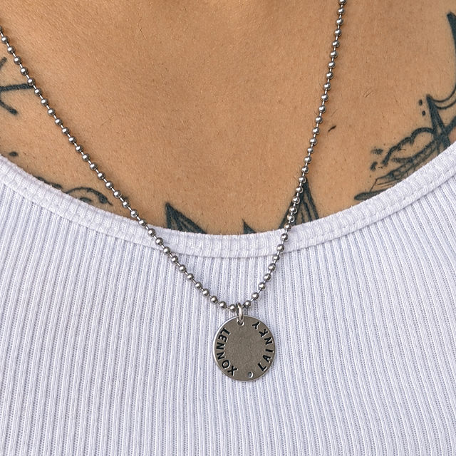 Hand-Stamped Men's Disc Necklace