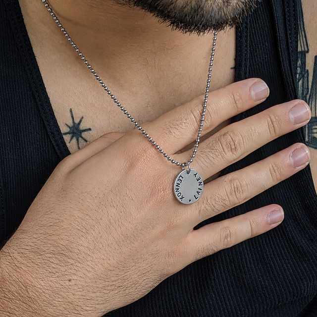 Hand-Stamped Men's Disc Necklace