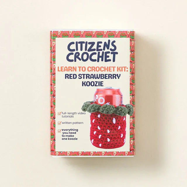 Uncommon Goods | Crochet Strawberry Coozie DIY Kit | crochet