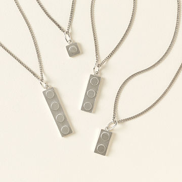 Sterling Silver Brick Plate Necklace