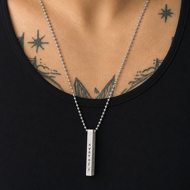 Hand-Stamped Men's Bar Necklace