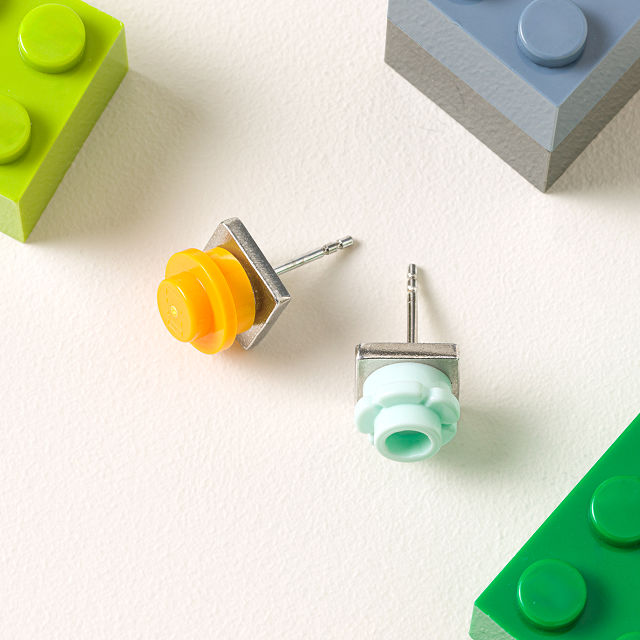 Sterling Silver Brick Stud Earrings