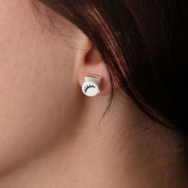 Sterling Silver Brick Stud Earrings