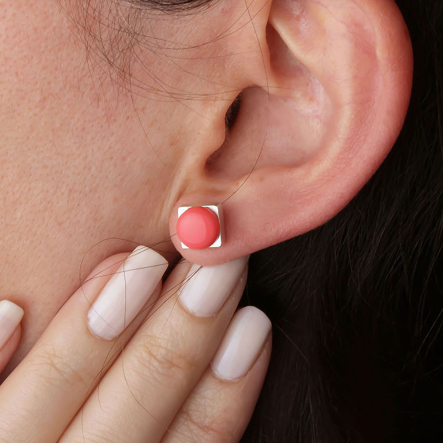 Sterling Silver Brick Stud Earrings