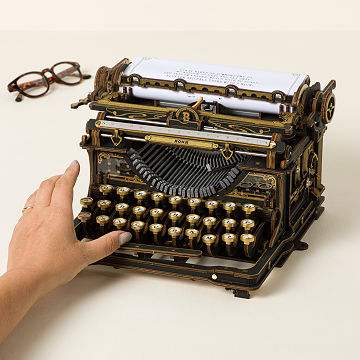 Clacking & Cranking Wooden Typewriter Build Kit