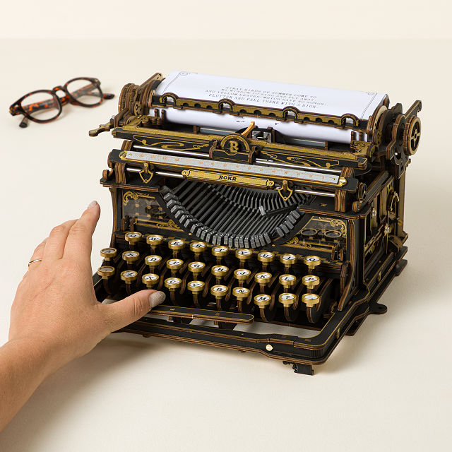 Clacking & Cranking Wooden Typewriter Build Kit