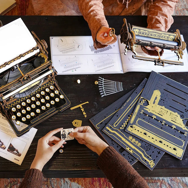 Clacking & Cranking Wooden Typewriter Build Kit