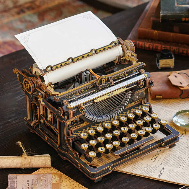 Clacking & Cranking Wooden Typewriter Build Kit