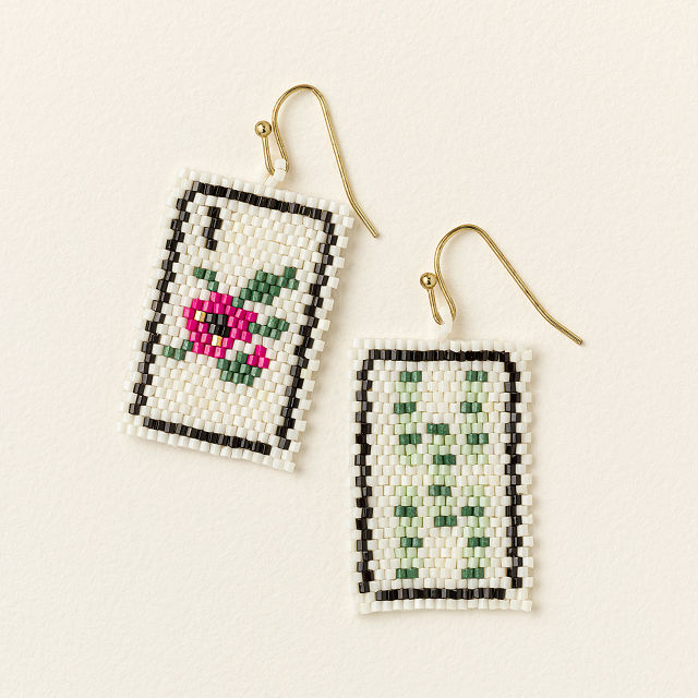 Mahjong Beaded Earrings