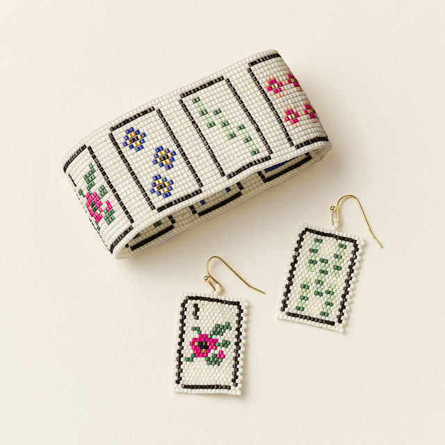 Mahjong Beaded Earrings