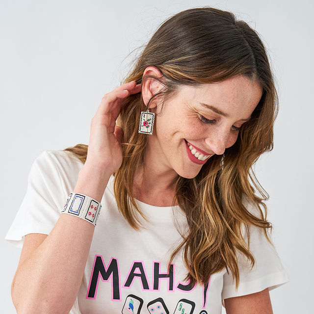 Mahjong Beaded Earrings