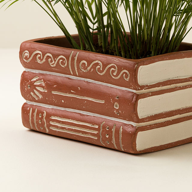 Book Stack Terracotta Planter