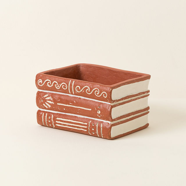 Book Stack Terracotta Planter
