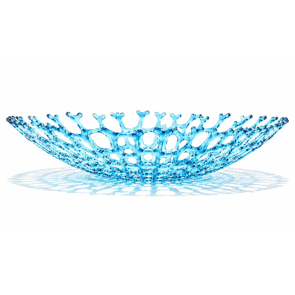 Handmade Glass Coral Fruit Bowl - Sky Blue