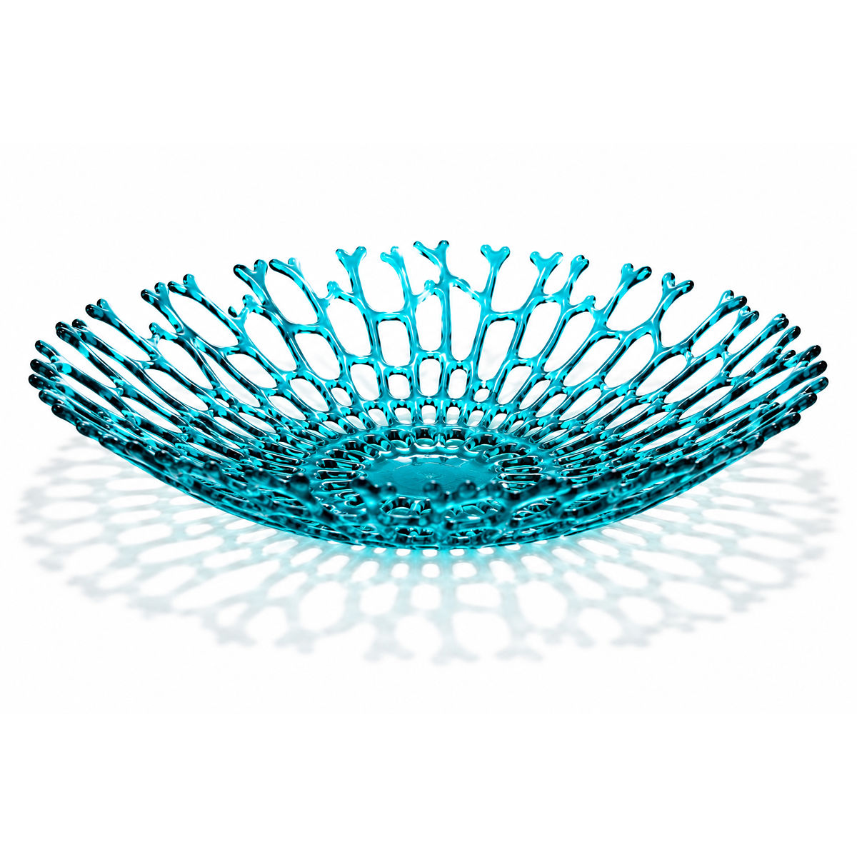 Handmade Glass Coral Fruit Bowl - Caribbean Blue