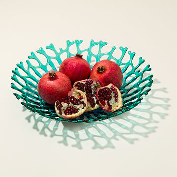 Handmade Glass Coral Fruit Bowl
