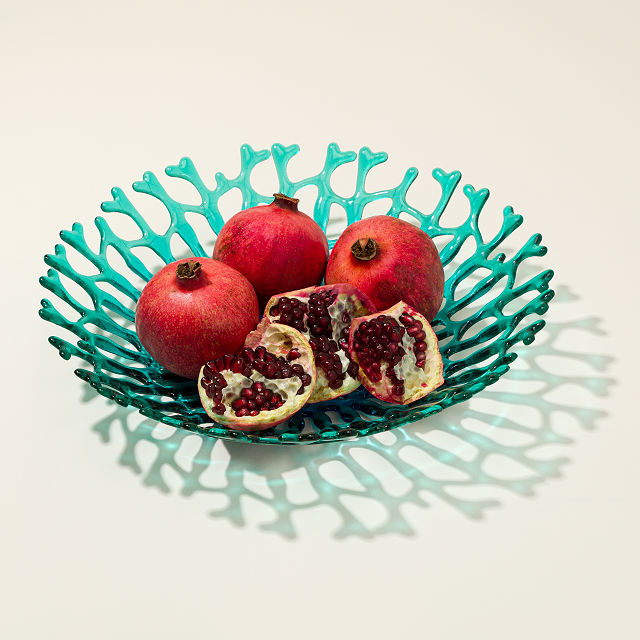 Handmade Glass Coral Fruit Bowl