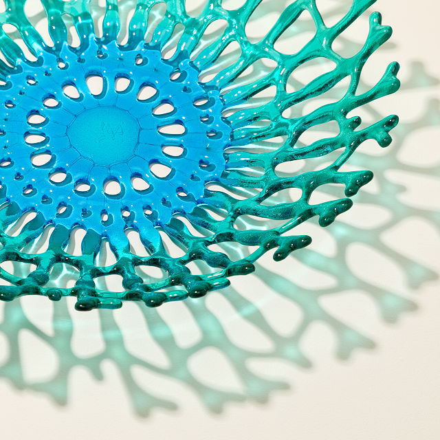 Handmade Glass Coral Fruit Bowl