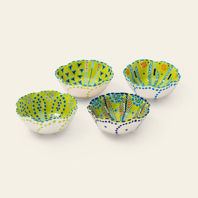 South African Hand-Painted Scalloped Bowl Set