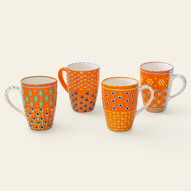 South African Hand-Painted Mugs - Set of 4