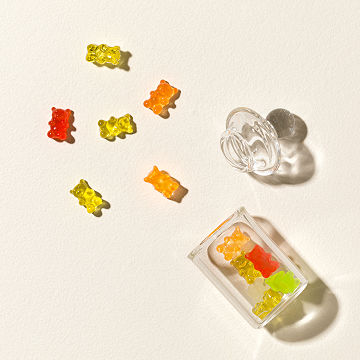 Tiny Glass Jar of Fidgety Gummy Bears