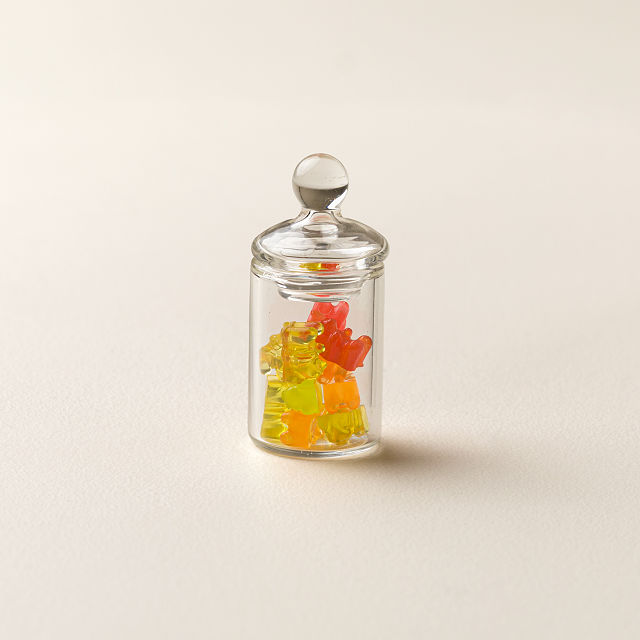 Tiny Glass Jar of Fidgety Gummy Bears