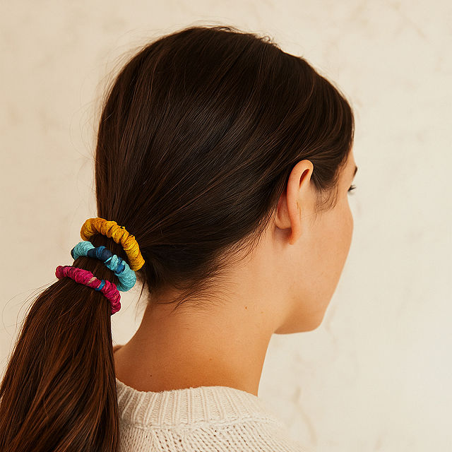 Repurposed Sari Scrunchies - Set of 5