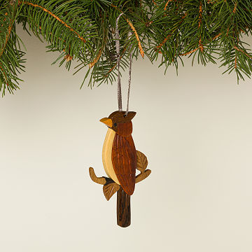 Cardinal Wood Intarsia Ornament
