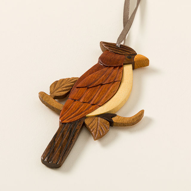 Cardinal Wood Intarsia Ornament