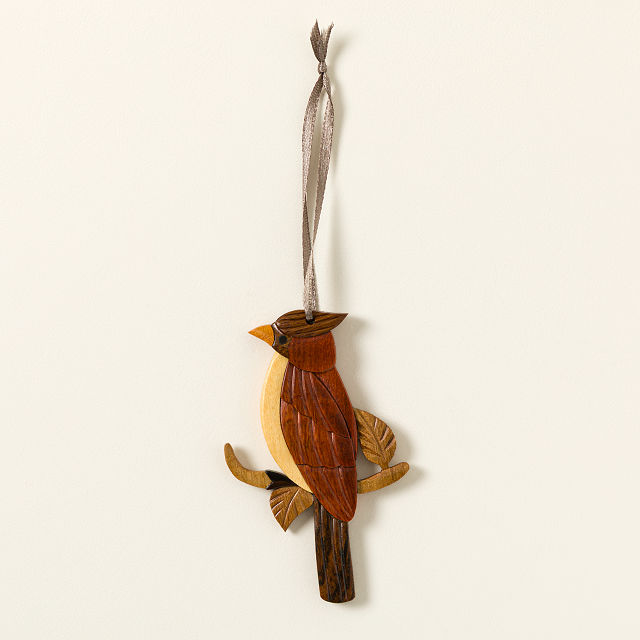 Cardinal Wood Intarsia Ornament