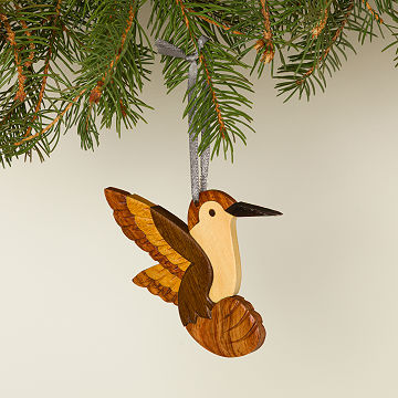 Hummingbird Wood Intarsia Ornament