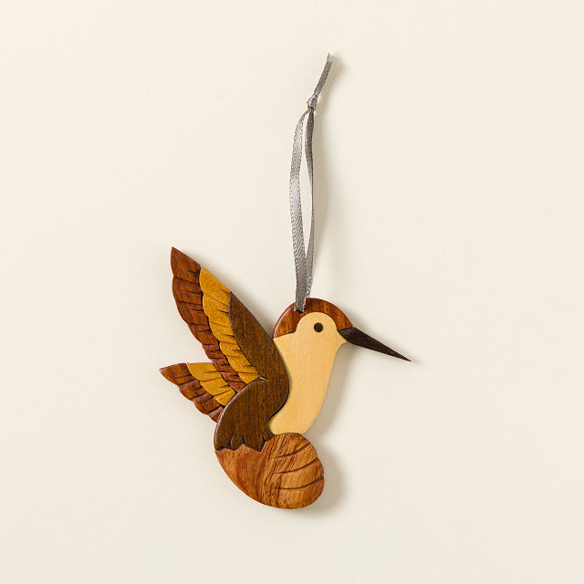 Hummingbird Wood Intarsia Ornament