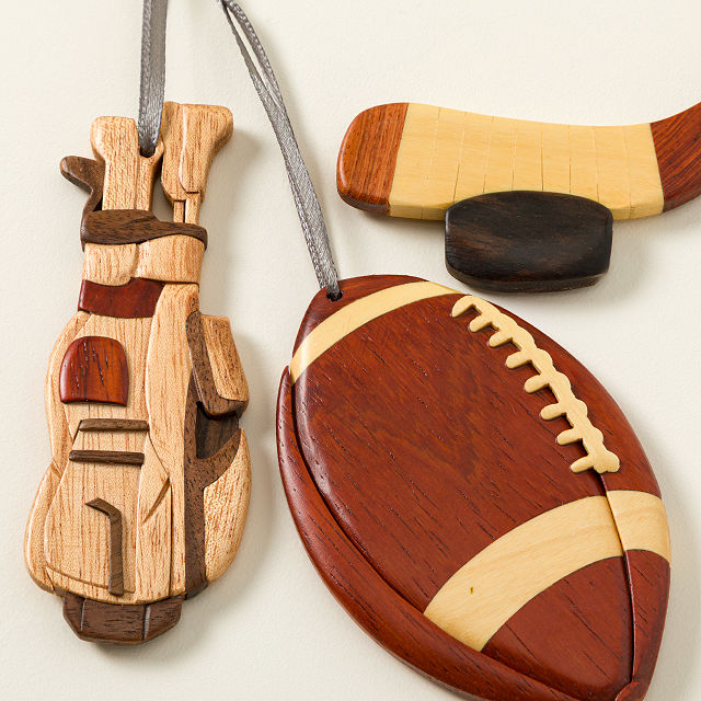 Game Day Wood Intarsia Ornament