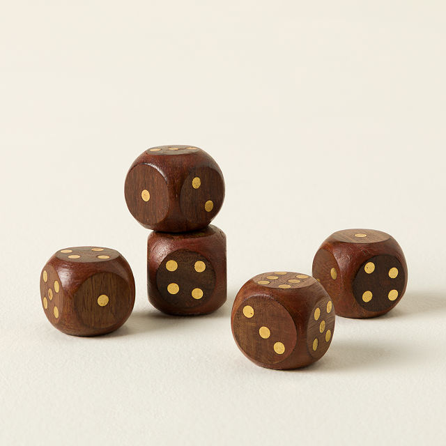 Handmade Rosewood & Brass Dice Set