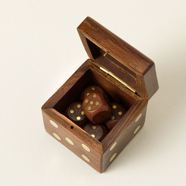 Handmade Rosewood & Brass Dice Set
