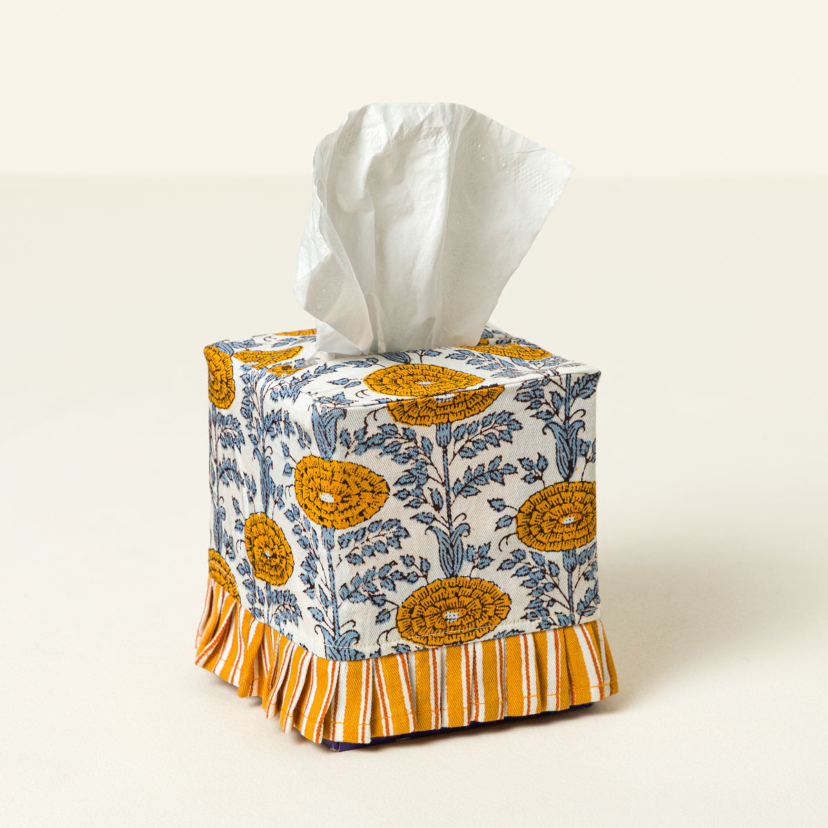 Ruffled Fabric Tissue Box Cover