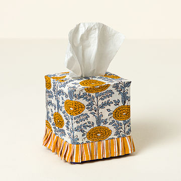 Ruffled Fabric Tissue Box Cover