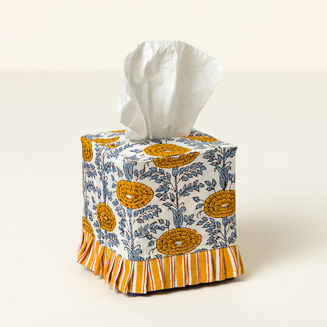 Ruffled Fabric Tissue Box Cover