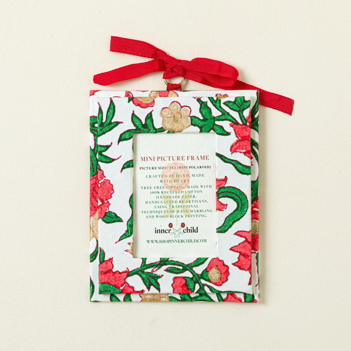 Hand-Printed Picture Frame Ornament - Jungle Bloom