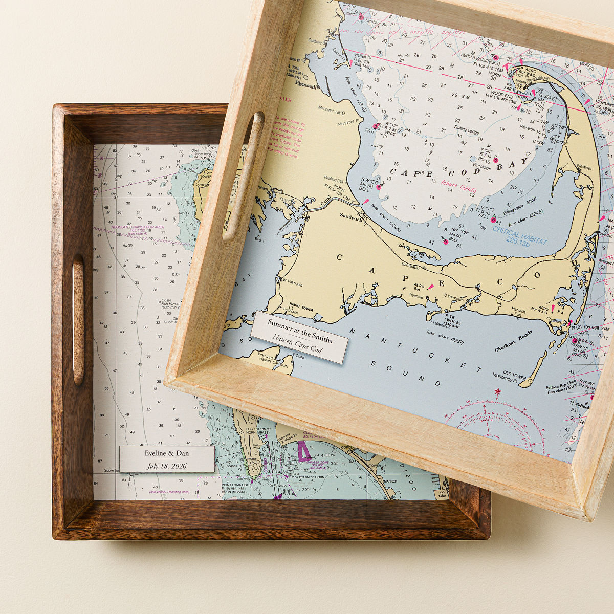 Personalized Nautical Map Serving Tray