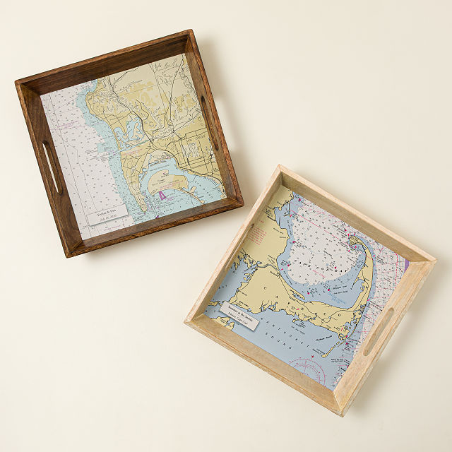 Personalized Nautical Map Serving Tray