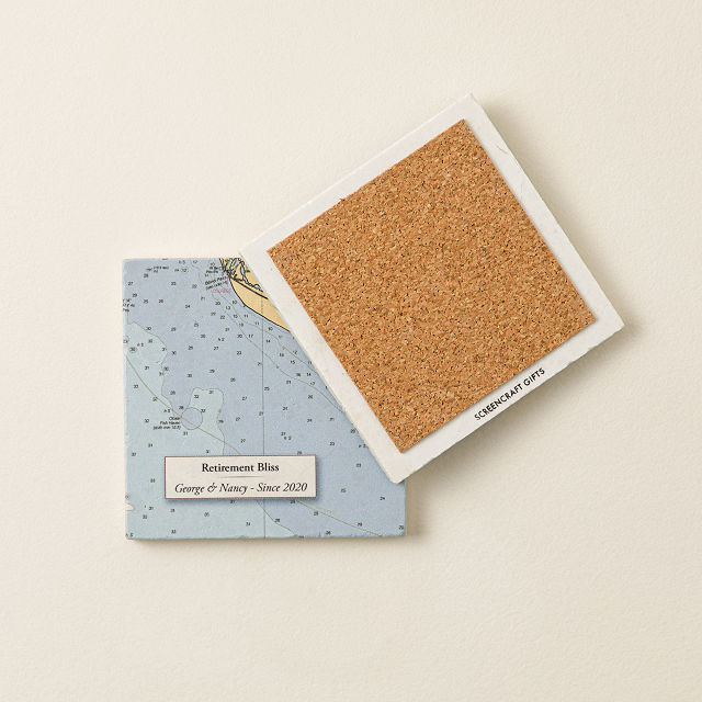 Personalized Nautical Map Coasters - Set of 4