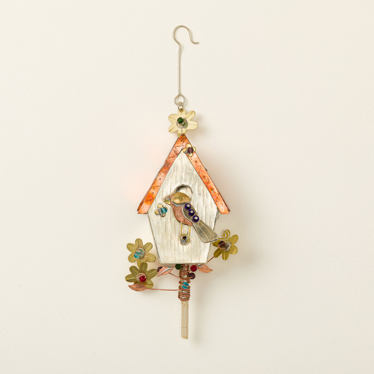 Garden Icons Beaded Metal Ornaments - Birdhouse