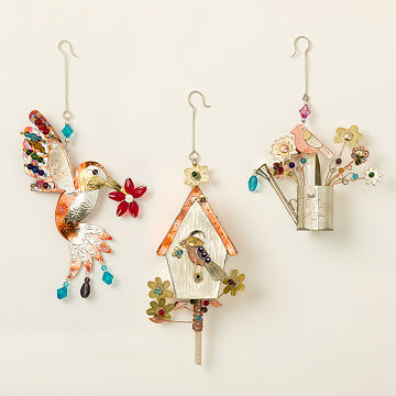 Garden Icons Beaded Metal Ornaments