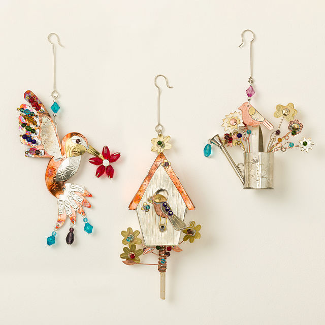 Garden Icons Beaded Metal Ornaments