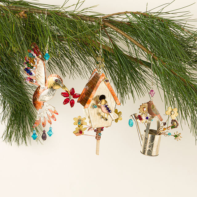Garden Icons Beaded Metal Ornaments