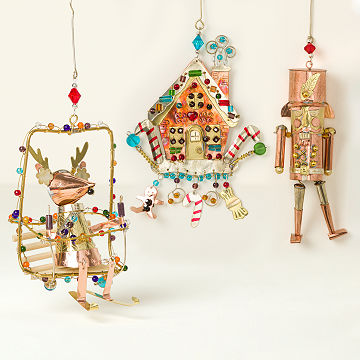 Holiday Icons Beaded Metal Ornaments
