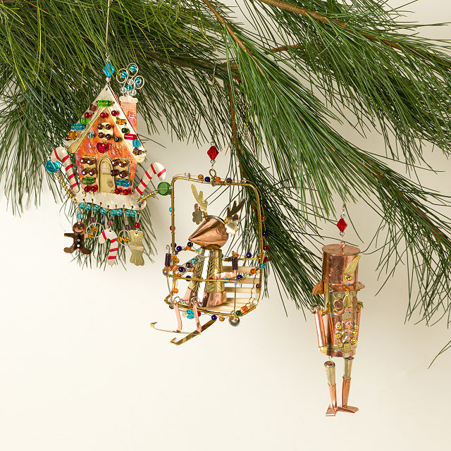 Holiday Icons Beaded Metal Ornaments