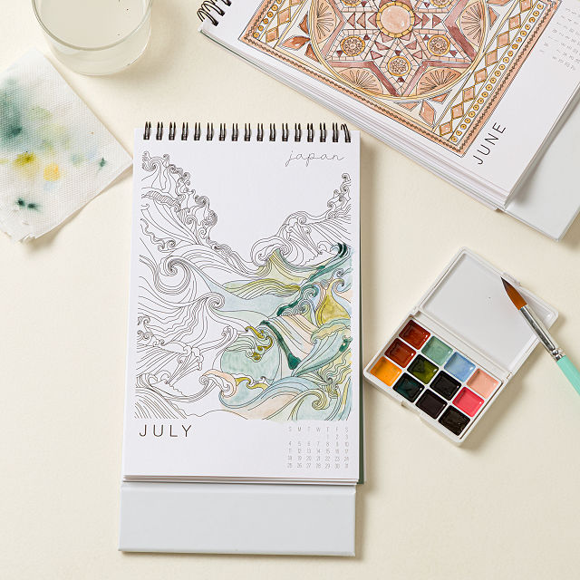 Year of Guided Watercolor Painting Desk Calendar